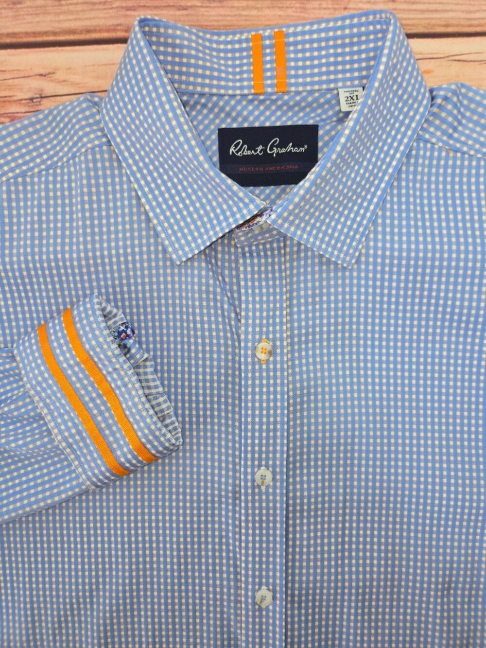 Robert Graham Mens Tailored Fit Blue Check Shirt XXL